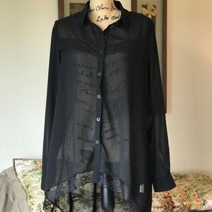 Alya Black Sheer Blouse 1X